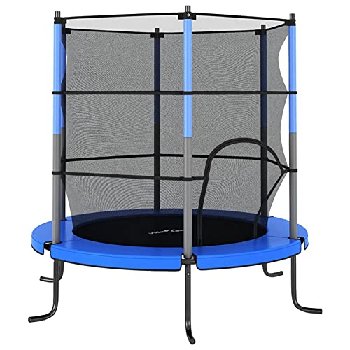 Homgoday Trampolin-Set mit rundem Sicherheitsnetz, 140 x 160 cm, Blau, Möbel für Haus, Innen- und Außenbereich, Wohnzimmer, Schlafzimmer von Homgoday