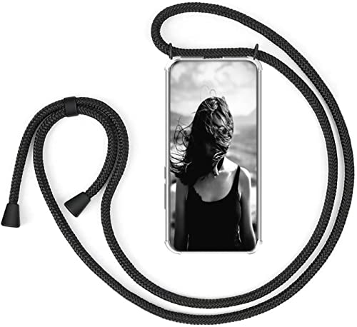 HomiTunky Handykette Handyhülle für Huawei Mate 10 Pro mit Band - Handy-Kette Handy Hülle mit Kordel zum Umhängen Handyanhänger Halsband Lanyard Case - Transparent Schutzhülle in Schwarz von HomiTunky