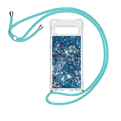 HomiTunky Handykette für Google Pixel 7a Hülle mit Band,Silikon Durchsichtig Transparent Flüssig Glitzer mit Kette Kordel Bumper Treibsand Necklace TPU Schutzhülle Google Pixel 7a Case,Blau HomiTunky Handykette für Google Pixel 7a Hülle mit Band,Silikon Durchsichtig Transparent Flüssig Glitzer mit Kette Kordel Bumper Treibsand Necklace TPU Schutzhülle Google Pixel 7a Case,Blau von HomiTunky