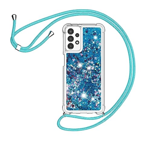 HomiTunky Handykette für Samsung Galaxy A13 4G Hülle mit Band,Silikon Durchsichtig Transparent Flüssig Glitzer mit Kette Kordel Bumper Treibsand Necklace TPU Schutzhülle Case,Blau HomiTunky Handykette für Samsung Galaxy A13 4G Hülle mit Band,Silikon Durchsichtig Transparent Flüssig Glitzer mit Kette Kordel Bumper Treibsand Necklace TPU Schutzhülle Case,Blau von HomiTunky