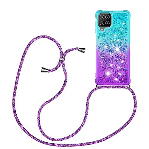 HomiTunky Handykette für Samsung Galaxy A22 4G/M32 4G Hülle mit Band,Silikon Durchsichtig Transparent Flüssig Glitzer mit Kette Kordel Bumper Treibsand Necklace TPU Schutzhülle Case,Blau und Lila HomiTunky Handykette für Samsung Galaxy A22 4G/M32 4G Hülle mit Band,Silikon Durchsichtig Transparent Flüssig Glitzer mit Kette Kordel Bumper Treibsand Necklace TPU Schutzhülle Case,Blau und Lila von HomiTunky