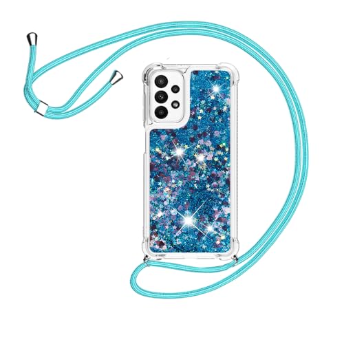 HomiTunky Handykette für Samsung Galaxy A23 5G 4G / M23 5G Hülle mit Band,Silikon Durchsichtig Transparent Flüssig Glitzer mit Kette Kordel Bumper Treibsand Necklace TPU Schutzhülle Case,Blau HomiTunky Handykette für Samsung Galaxy A23 5G 4G / M23 5G Hülle mit Band,Silikon Durchsichtig Transparent Flüssig Glitzer mit Kette Kordel Bumper Treibsand Necklace TPU Schutzhülle Case,Blau von HomiTunky