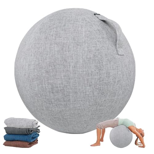 Homnova Sitzball Abdeckung, 55 cm / 65 cm / 75 cm Baumwolle + Leinen Schutz Yoga Ball Abdeckung Faltbar Sitzbälle Stoff Bezug Für Fitnessball Pilates Yogaball,Grau,55cm von Homnova