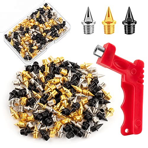 Homotte 1/4 Zoll Track Spikes Pyramide, 120 Stück Stahlspikes mit Aufbewahrungsbox und kleinem Schraubenschlüssel, Gold, Silber und Schwarz Gemischte Spikes für Jugendliche Leichtathleten Laufen Cross Homotte 1/4 Zoll Track Spikes Pyramide, 120 Stück Stahlspikes mit Aufbewahrungsbox und kleinem Schraubenschlüssel, Gold, Silber und Schwarz Gemischte Spikes für Jugendliche Leichtathleten Laufen Cross von Homotte