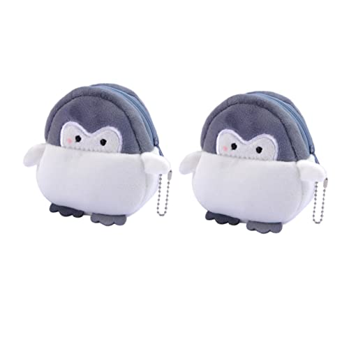 Homoyoyo 2St Geldbörse aufbewahrungssack Storage Pockets minipoolset Card Holder Schlüsselanhänger aus süßem Plüsch pelziger Schminkkoffer Geldbeutel Cartoon-Pinguin-Lippenstiftbeutel Black von Homoyoyo