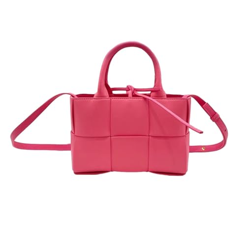 Damen Umhängetasche aus gewebtem Leder mit Henkel, modische Schultertasche, Tragetasche, Arbeitstasche für die Arbeit, tägliche Reise, Tragetasche, Handtasche(Pink,(9.8 * 6.3 * 3.2in)) von Hoomeast