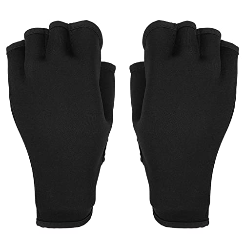 Hoonyer 1 Pair Aquatic Gloves Slip Resistance Breathable Flexible Hand Swim Training Gloves for Men Women Adult Children Black (L) von Hoonyer