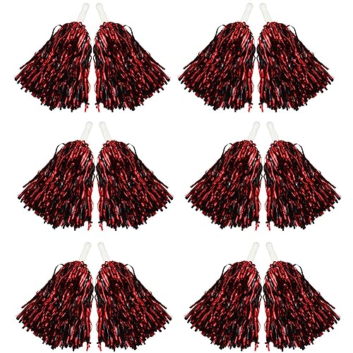 Hooshing 12 Stück Pompons Cheerleading Schwarz und Rot Metallic-Folie Cheer Pom Poms mit Kunststoffgriffen, Sport Spirited für Mädchen Kinder Erwachsene Hooshing 12 Stück Pompons Cheerleading Schwarz und Rot Metallic-Folie Cheer Pom Poms mit Kunststoffgriffen, Sport Spirited für Mädchen Kinder Erwachsene von Hooshing