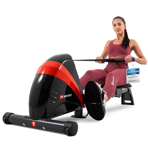 Hop-Sport Rudergerät für Zuhause Boost – Rudergerät klappbar mit kugelgelagertem Sitz, Computer & Magnetbremssystem, 10 Stufen - Rudermaschine max. Nutzergewicht 120kg von HS HOP-SPORT