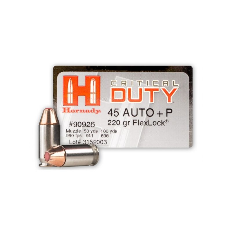 Hornady .45 Auto Critical Duty +P FlexLock 220gr, 50 Schuss Hornady .45 Auto Critical Duty +P FlexLock 220gr, 50 Schuss von Hornady