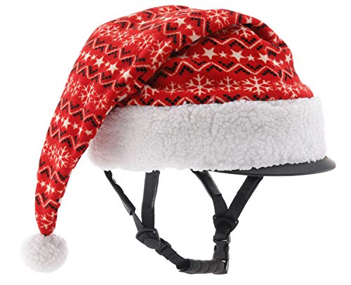 HorseGuard Weihnachtsmütze/Helmbezug, rot/weiß mit Muster, Einheitsgröße von Horse Guard