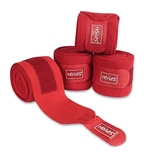 Horses Antipilling-Fleece-Bänder, rot, zum Schutz des Pferdes, zur Förderung der Aufnahme nach Belastungen und zum Schutz vor Kratzern und Stößen Horses Antipilling-Fleece-Bänder, rot, zum Schutz des Pferdes, zur Förderung der Aufnahme nach Belastungen und zum Schutz vor Kratzern und Stößen von Horses