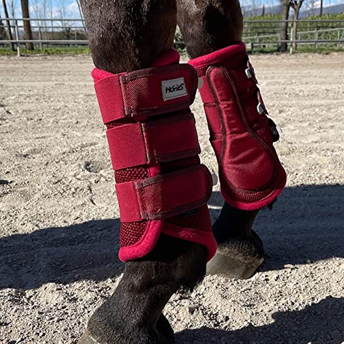 Horses Mesh Boots Set 4 Stück Bordeaux Shetland Reitschutz-Set für Pferde, weich und strapazierfähig, maximaler Schutz vor Trauma und Flockenbildung von Horses