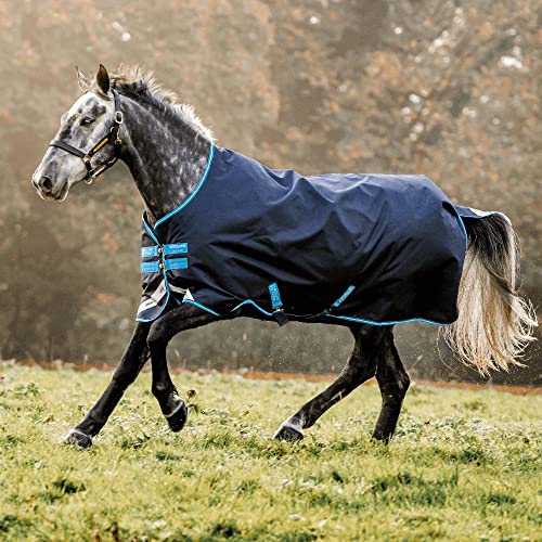 Horseware Amigo Bravo 12 50g Turnout Regendecke Navy/Turquoise, Deckengröße:130 cm / 6´0 von Horseware