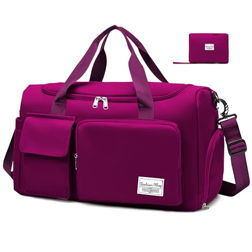 Hoseay Sporttasche Damen Reisetasche mit Schuhfach und Nassfach Groß Gym Bag Faltbar Schwimmtasche Wasserdicht Trainingstasche Leicht Duffel Bag für Sport Fitness Reisen, Lila Hoseay Sporttasche Damen Reisetasche mit Schuhfach und Nassfach Groß Gym Bag Faltbar Schwimmtasche Wasserdicht Trainingstasche Leicht Duffel Bag für Sport Fitness Reisen, Lila von Hoseay