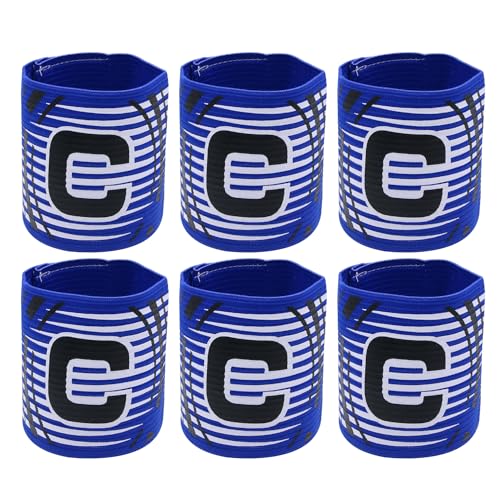 Hosifiy 6Pcs Fußball Kapitän Armband, Blau Elastische Fußball Kapitän Armbänder Einstellbar Fußball Kapitänsbindes Sport C Kapitän Arm Band für Jugendliche und Erwachsene von Hosifiy