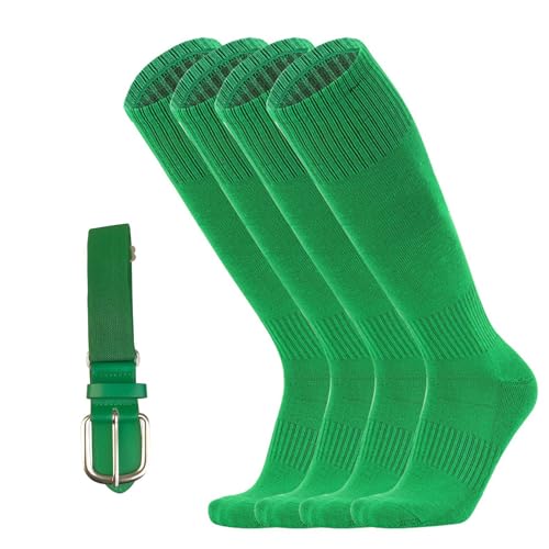 Hotfiary 2 Paar Jugend Baseball Socken und 1 Gürtel Combo Set Jungen Mädchen Baseball Softball Socken Einstellbare Gürtel für Jugend Erwachsene von Hotfiary