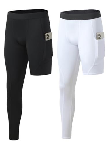 Hotfiary 2 Pack Herren Kompressionshosen, Einbeinige Lange Basketball Kompressionsstrumpf Hosen mit Tasche, Herren Sport Basisschicht Leggings Gymnastikhosen Laufhosen unten Hotfiary 2 Pack Herren Kompressionshosen, Einbeinige Lange Basketball Kompressionsstrumpf Hosen mit Tasche, Herren Sport Basisschicht Leggings Gymnastikhosen Laufhosen unten von Hotfiary