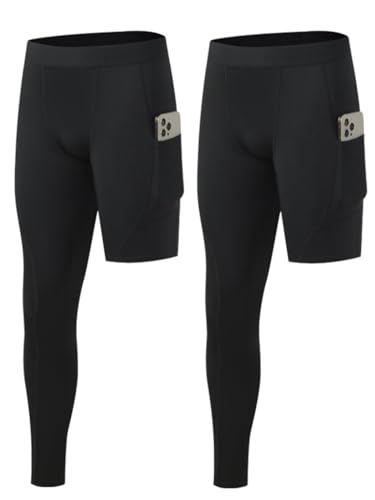 Hotfiary 2 Pack Herren Kompressionshosen, Einbeinige Lange Basketball Kompressionsstrumpf Hosen mit Tasche, Herren Sport Basisschicht Leggings Gymnastikhosen Laufhosen unten Hotfiary 2 Pack Herren Kompressionshosen, Einbeinige Lange Basketball Kompressionsstrumpf Hosen mit Tasche, Herren Sport Basisschicht Leggings Gymnastikhosen Laufhosen unten von Hotfiary