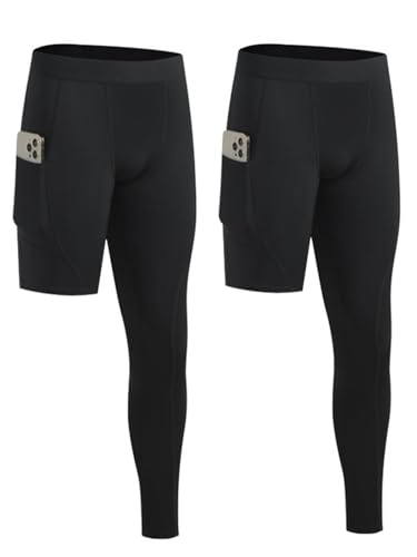 Hotfiary 2 Pack Herren Kompressionshosen, Einbeinige Lange Basketball Kompressionsstrumpf Hosen mit Tasche, Herren Sport Basisschicht Leggings Gymnastikhosen Laufhosen unten Hotfiary 2 Pack Herren Kompressionshosen, Einbeinige Lange Basketball Kompressionsstrumpf Hosen mit Tasche, Herren Sport Basisschicht Leggings Gymnastikhosen Laufhosen unten von Hotfiary
