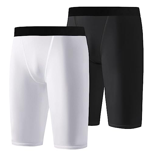 Hotfiary 2 Pack Jugend Jungen Kompression Shorts, Sportliche Spandex Kinder Laufen Kompression Unterwäsche, Schnell Trocknende Jungen Boxer Briefs für Basketball Fußball Laufen Training, 6-14 Jahre von Hotfiary