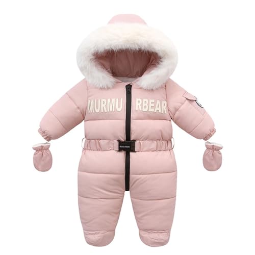 Hotfiary Baby Jungen Mädchen Schneeanzug, Kleinkind Wintermantel Warm Fleece gefüttert Jumpsuit Puffer Jacke, Kapuzenoverall Winddicht Strampler Onesie Winter Outfits für 6-24 Monate von Hotfiary