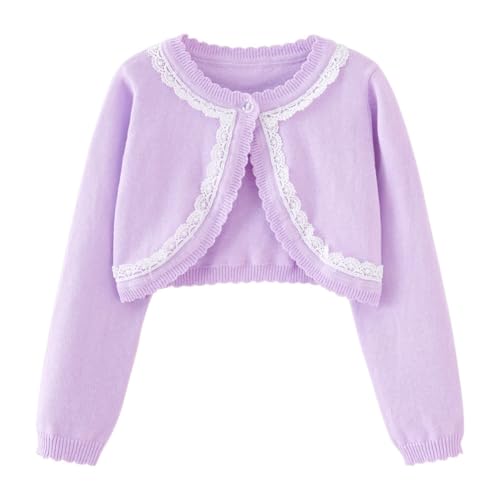 Hotfiary Baby Mädchen Langarm Bolero Shrugs, Kinder Mädchen Strickjacke EIN-Knopf gestrickt Pullover Mantel, Plain Hochzeit Cape Strickwaren Tops Frilly Cover Up für Geburtstag Weihnachten Party von Hotfiary