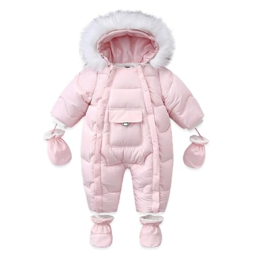 Hotfiary Baby Schneeanzug mit Kapuze, Neugeborenes Kleinkind Mädchen Jungen Winter Strampelanzug mit Handschuhen und Schuhen, Baby EIN Stück Reißverschluss Daunenjacke, Winter Outwear warme Dicke Hotfiary Baby Schneeanzug mit Kapuze, Neugeborenes Kleinkind Mädchen Jungen Winter Strampelanzug mit Handschuhen und Schuhen, Baby EIN Stück Reißverschluss Daunenjacke, Winter Outwear warme Dicke von Hotfiary