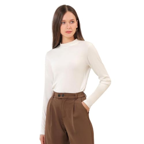 Hotfiary Damen Gesäßausschnitt Oberteile, Langärmelige Thermohemden, Stretchy Slim Fitted Basisschicht T-Shirt Oberteile, Weiche leichte Unterhemden Herbst Winter kaltes Wetter für lässige täglichen von Hotfiary