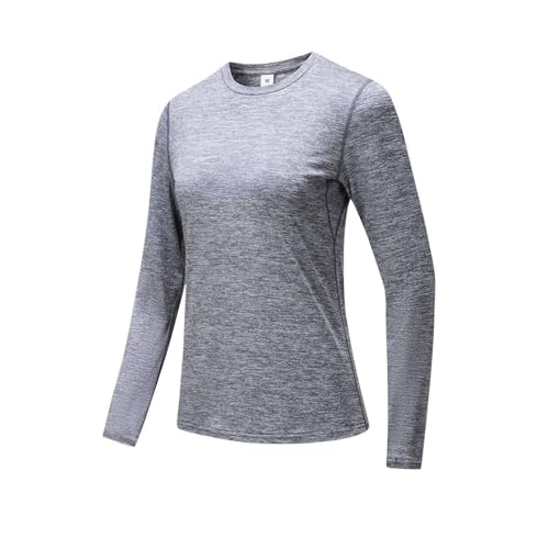 Hotfiary Damen Langarm Workout-Shirts, feuchtigkeitsableitende Lauf-T-Shirts, Damen Activewear Tee Tops, schnell trocknende Atheltic Casual Stretch Crewneck T-Shirt, Outdoor Gym Wandern leichte Shirts von Hotfiary