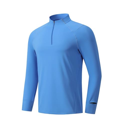 Hotfiary Herren Active Sportshirts Schnelltrocknende 1/4 Reißverschluss Langarm-T-Shirts für Herbst Winter Laufen Wandern Training Angeln Golf Pullover von Hotfiary