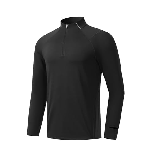 Hotfiary Herren Active Sportshirts Schnelltrocknende 1/4 Reißverschluss Langarm-T-Shirts für Herbst Winter Laufen Wandern Training Angeln Golf Pullover von Hotfiary