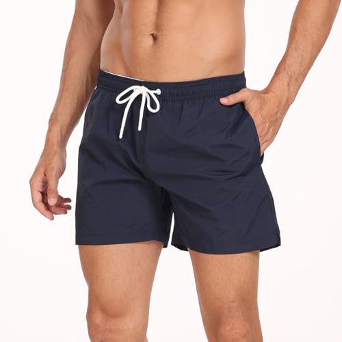 Hotfiary Herren Badeshorts, schnell trocknende Surfer Badeshorts mit Tasche und Netzfutter, atmungsaktiv Lässige Laufshorts für das Fitnessstudio, Einfarbig Badehose Board Shorts für Sommerurlaub von Hotfiary