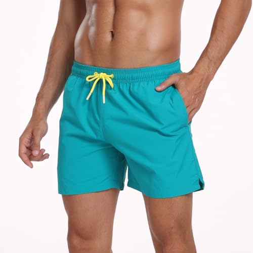 Hotfiary Herren Badeshorts, schnell trocknende Surfer Badeshorts mit Tasche und Netzfutter, atmungsaktiv Lässige Laufshorts für das Fitnessstudio, Einfarbig Badehose Board Shorts für Sommerurlaub von Hotfiary