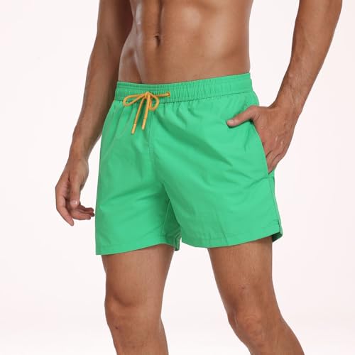 Hotfiary Herren Badeshorts, schnell trocknende Surfer Badeshorts mit Tasche und Netzfutter, atmungsaktiv Lässige Laufshorts für das Fitnessstudio, Einfarbig Badehose Board Shorts für Sommerurlaub von Hotfiary