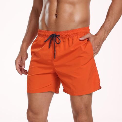 Hotfiary Herren Badeshorts, schnell trocknende Surfer Badeshorts mit Tasche und Netzfutter, atmungsaktiv Lässige Laufshorts für das Fitnessstudio, Einfarbig Badehose Board Shorts für Sommerurlaub von Hotfiary