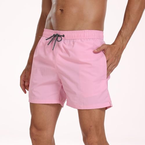 Hotfiary Herren Badeshorts, schnell trocknende Surfer Badeshorts mit Tasche und Netzfutter, atmungsaktiv Lässige Laufshorts für das Fitnessstudio, Einfarbig Badehose Board Shorts für Sommerurlaub von Hotfiary