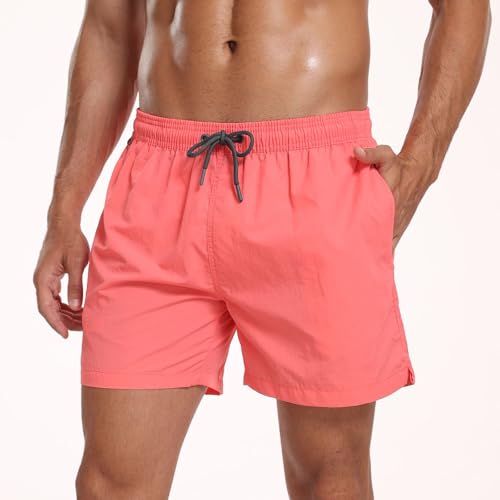 Hotfiary Herren Badeshorts, schnell trocknende Surfer Badeshorts mit Tasche und Netzfutter, atmungsaktiv Lässige Laufshorts für das Fitnessstudio, Einfarbig Badehose Board Shorts für Sommerurlaub von Hotfiary