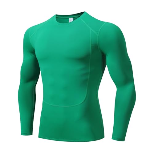 Hotfiary Herren Langarm Kompressions-Shirts, Athletische Sport Basisschicht T-Shirt, Laufen Workout Fußball Tops, UPF 50+ Rash Guard Shirts zum Angeln, Schwimmen, Wandern, atmungsaktiv, feuchtigkeitsa von Hotfiary