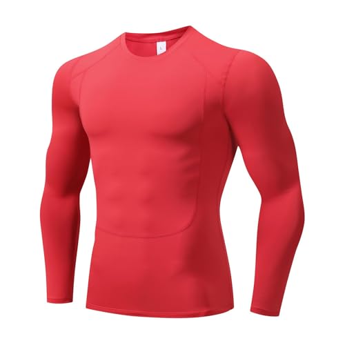 Hotfiary Herren Langarm Kompressions-Shirts, Athletische Sport Basisschicht T-Shirt, Laufen Workout Fußball Tops, UPF 50+ Rash Guard Shirts zum Angeln, Schwimmen, Wandern, atmungsaktiv, feuchtigkeitsa von Hotfiary