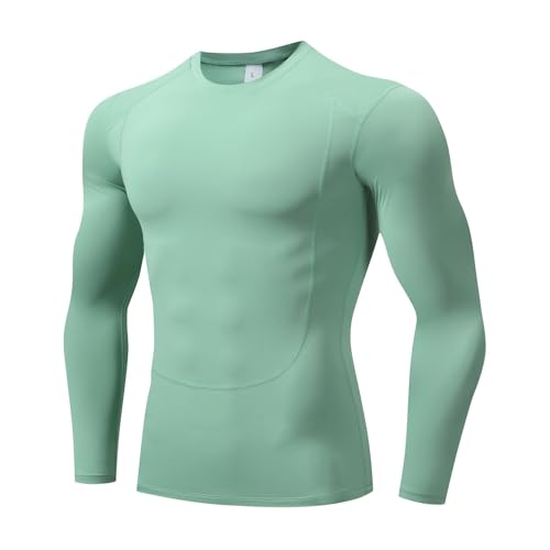 Hotfiary Herren Langarm Kompressions-Shirts, Athletische Sport Basisschicht T-Shirt, Laufen Workout Fußball Tops, UPF 50+ Rash Guard Shirts zum Angeln, Schwimmen, Wandern, atmungsaktiv, feuchtigkeitsa von Hotfiary