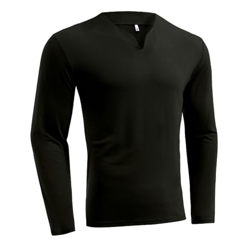 Hotfiary Herren V-Ausschnitt Langarm-Shirts Leicht & weich Pullover Henley T Shirt Slim Fit Casual Unterwäsche Sportliche Stretch Tee von Hotfiary