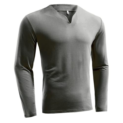 Hotfiary Herren V-Ausschnitt Langarm-Shirts Leicht & weich Pullover Henley T Shirt Slim Fit Casual Unterwäsche Sportliche Stretch Tee von Hotfiary