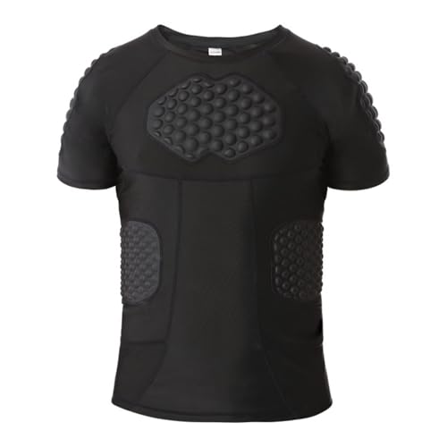 Hotfiary Herren gepolstertes Kompressions Shirt für Fußball Paintball Baseball Basketball, 6-Pads Kurzarm Fußball Rippe Brustschutz, Fußball Schutzausrüstung Herzschutz Sternum Schutz Hotfiary Herren gepolstertes Kompressions Shirt für Fußball Paintball Baseball Basketball, 6-Pads Kurzarm Fußball Rippe Brustschutz, Fußball Schutzausrüstung Herzschutz Sternum Schutz von Hotfiary