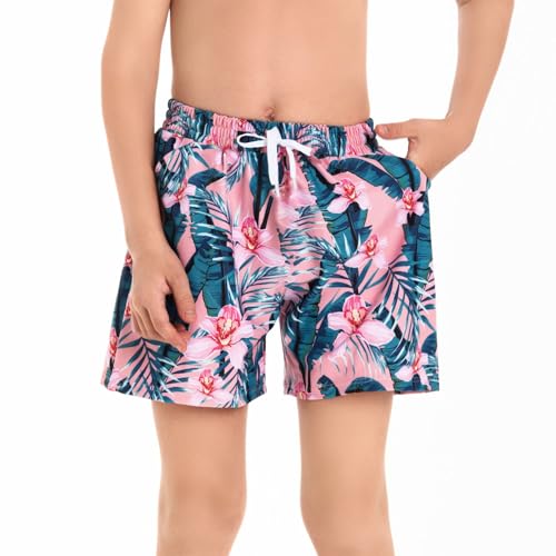 Hotfiary Jungen Badeshorts, Kleinkind Kinder Strand Board Shorts, Jugend Teen Badehose Schnell trocknend, Sommer Tropical Print Bademode, Little Boy Badeanzug, UV-Schutz Badeanzug für 2-12 Jahre von Hotfiary