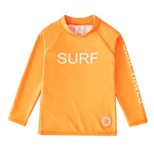 Hotfiary Jungen Mädchen lange Ärmel Rash Vest, Kinder Sonnenschutz Rash Guard Swimwear Shirt mit Letter Print, UPF 50+ Quick Dry Swim Shirt, Kleinkind Jugend Schwimmen Surfen Top Outdoor Sport 3-12 Ja von Hotfiary