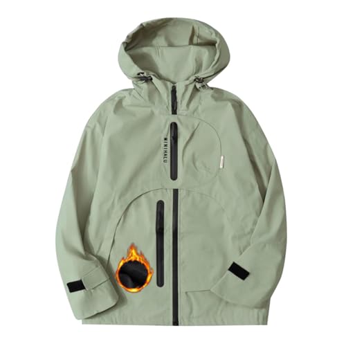 Hotfiary Jungen Regenjacke für 8-17 Jahre, Jugend Leichtgewicht mit Kapuze Windbreaker, Kinder Softshell Regenmantel wasserdichte Jacke, Kinder Outdoor Winter warm Gesteppte Mäntel Oberbekleidung von Hotfiary