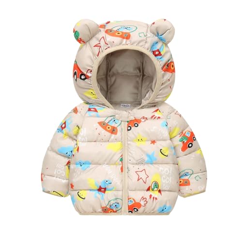 Hotfiary Kinder Daunenjacken Mädchen Jungen Winddichte Daunenmäntel Kleinkind gepolsterte Cartoon Oberbekleidung und leichtes Packbares Mantel 2-9T von Hotfiary