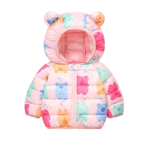 Hotfiary Kinder Daunenjacken Mädchen Jungen Winddichte Daunenmäntel Kleinkinder gepolsterte Cartoon Oberbekleidung und leichte packbare Jacke Kinder Kapuzenmantel für den Winter 2-9T von Hotfiary