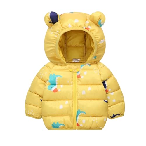 Hotfiary Kinder Daunenjacken Mädchen Jungen Winddichte Daunenmäntel Kleinkinder gepolsterte Cartoon Oberbekleidung und leichte packbare Jacke Kinder Kapuzenmantel für den Winter 2-9T von Hotfiary